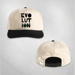 Embroidered Evolution Graphic on Natural Hat with Black Bill